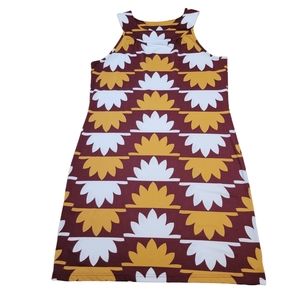 Tracy Negoshian MOD Retro Sleeveless A-Line Dress M Medium Lotus Geometric Print